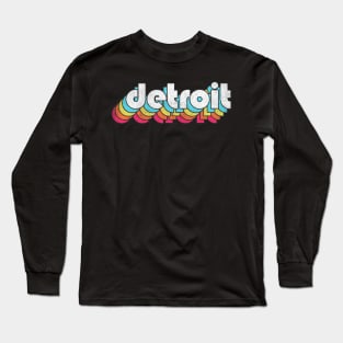 Detroit, Michigan \\// Retro Typography Design Long Sleeve T-Shirt